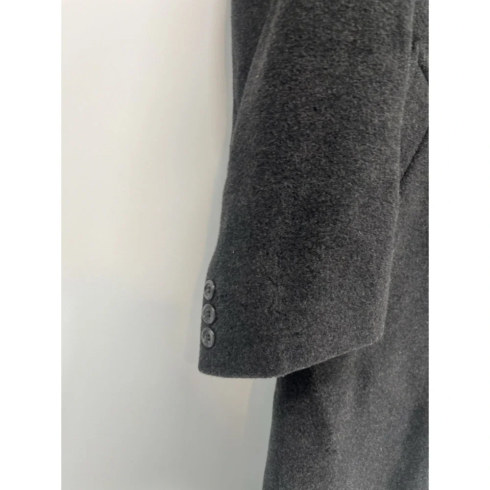 Silver Cloud‎ Cashmere Blend Men's Long Grey Lined Coat Size 46L 3-Button Trench